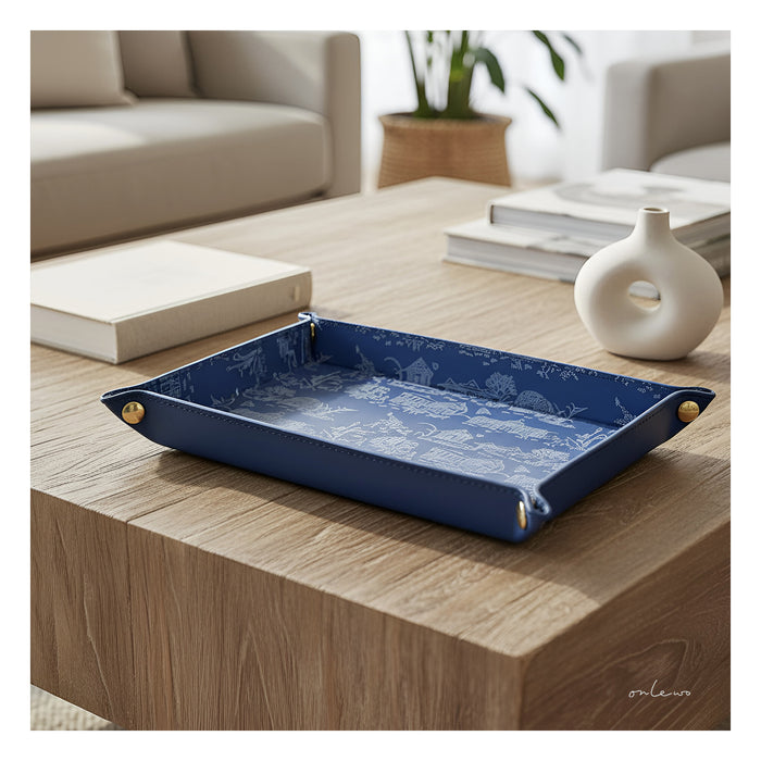 'CITY IN THE GARDEN' Leather Valet Tray