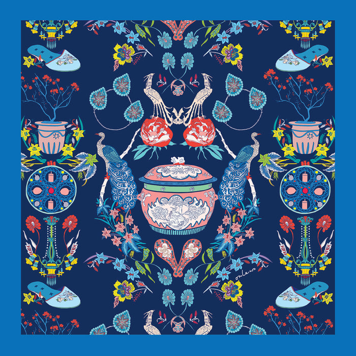 'PERANAKAN TILE & PERANAKAN STORY' Silk Tie & Pocket Square Gift Set