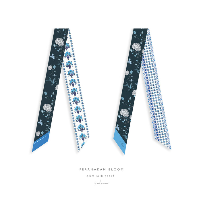 'PERANAKAN BLOOM’ Slim Silk Scarf