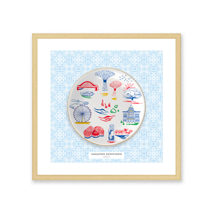 ‘SINGAPORE DOWNTOWN’ Framed Plate (with gift box)