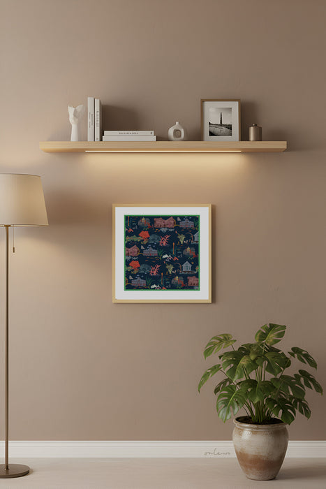 ‘CITY IN THE GARDEN’ Framed Print (with gift box)