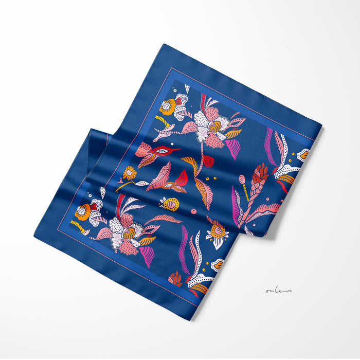 'SINGAPORE ORCHID BATIK' Silk Pocket Square