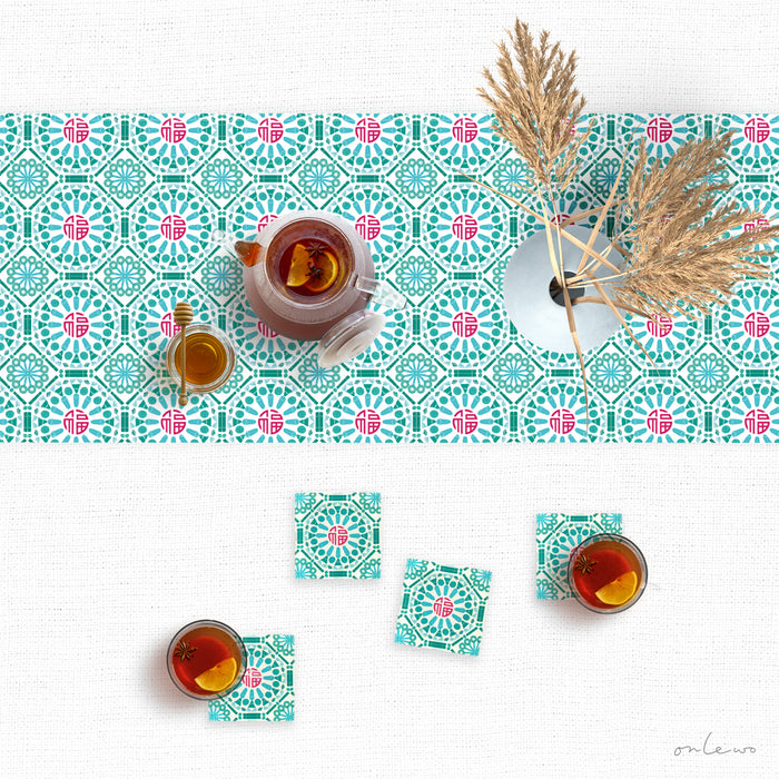 ‘福 ABUNDANCE – KUEH TILE’ Velvet Coasters
