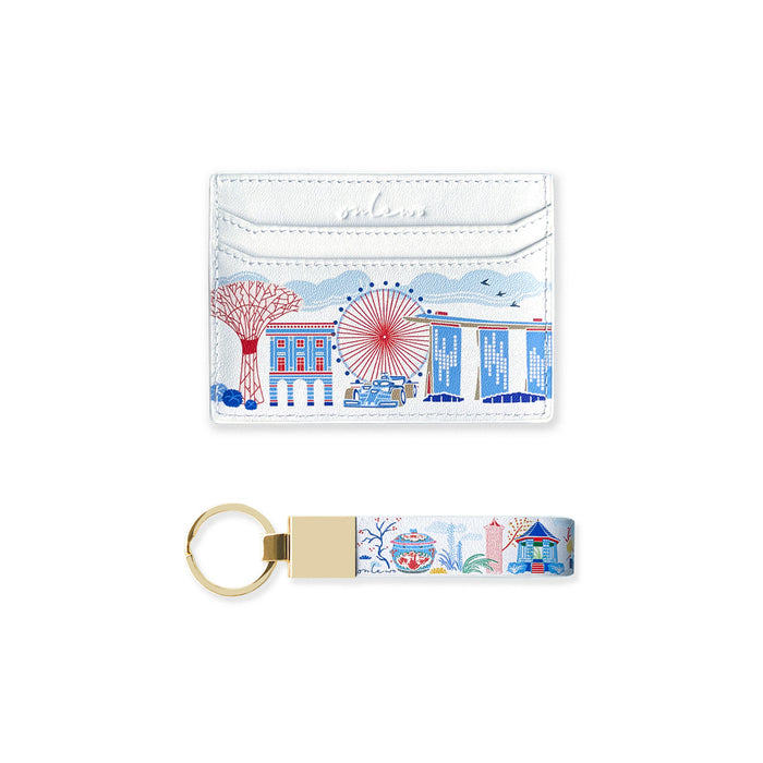 'SPECTACULAR SINGAPORE’ Leather Card Holder & Keychain Gift Set