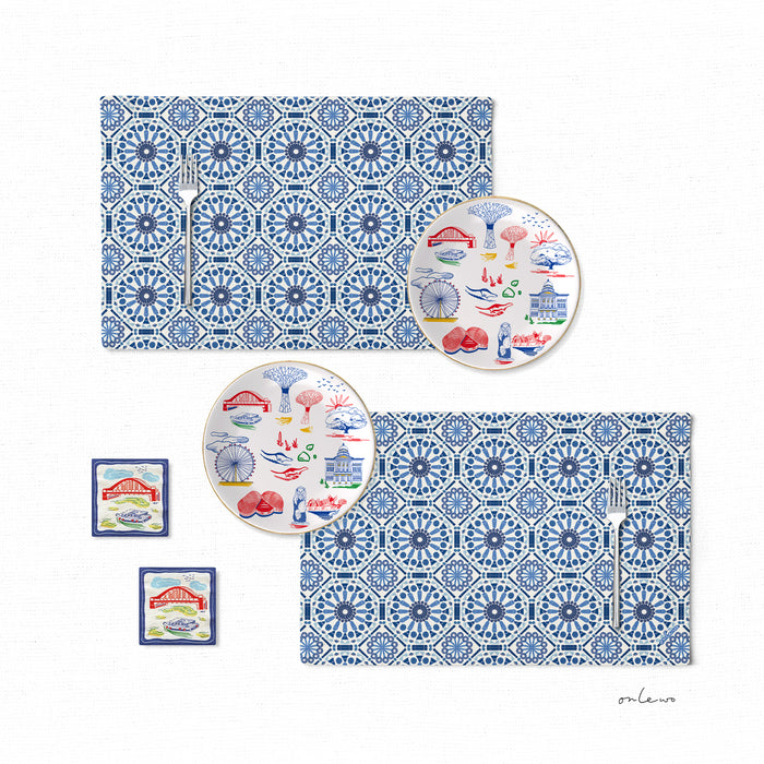 'SINGAPORE REFLECTIONS' Placemats, Plates, Coasters Gift Set