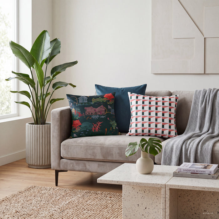 ‘CITY IN THE GARDEN’ Velvet Cushion Cover
