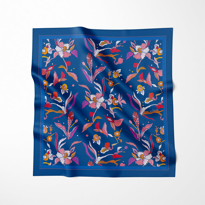 'SINGAPORE ORCHID BATIK' Silk Pocket Square
