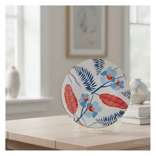 Onlewo 'Singapore Orchid Garden' bone china plate — modern rendition of Singapore's national flower the orchid, designed by Mike Tay