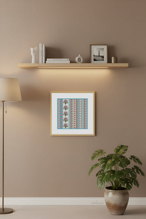 'PERANAKAN FLORAL TILE' Framed Print (with gift box)