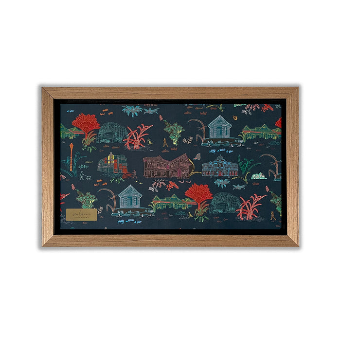 ‘CITY IN THE GARDEN’ Framed Velvet Art (with gift box)