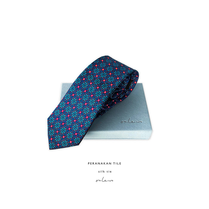 'PERANAKAN TILE & PERANAKAN STORY' Silk Tie & Pocket Square Gift Set