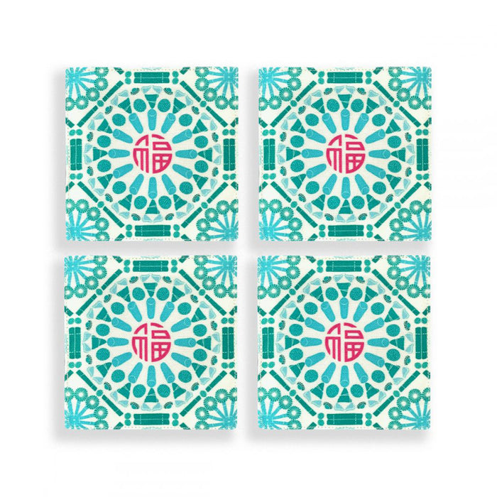 ‘福 ABUNDANCE – KUEH TILE’ Velvet Coasters