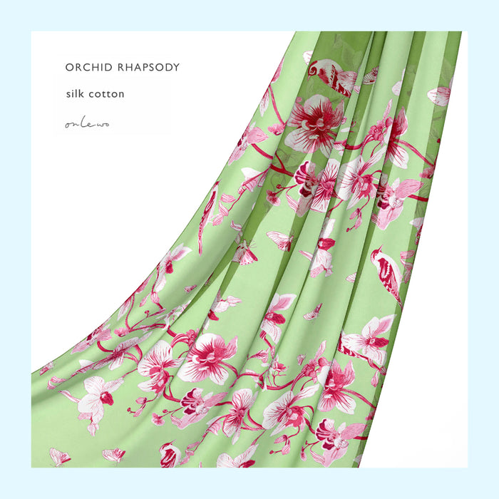 ‘ORCHID RHAPSODY’ Silk Cotton Scarf