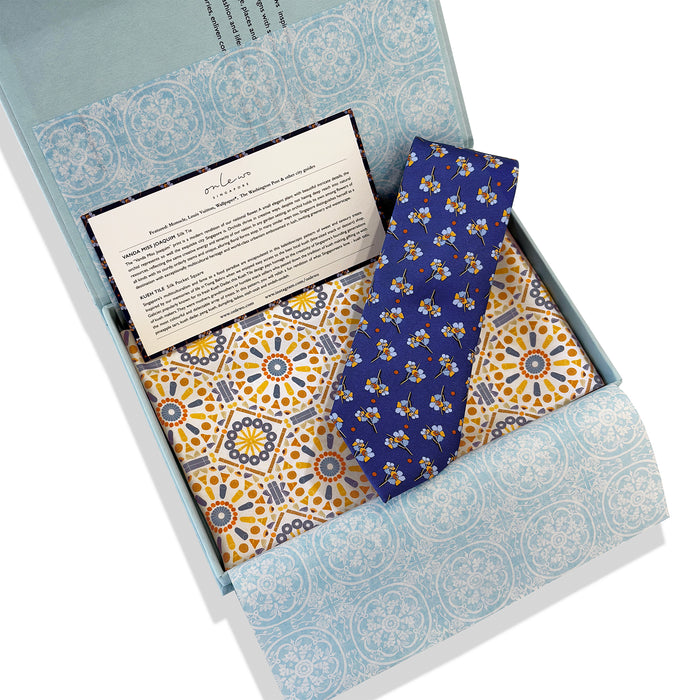 'VANDA MISS JOAQUIM & KUEH TILE' Silk Tie & Pocket Square Gift Set