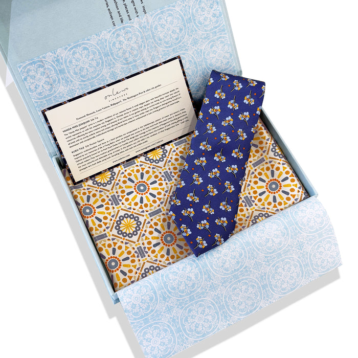 'VANDA MISS JOAQUIM & KUEH TILE' Silk Tie & Pocket Square Gift Set